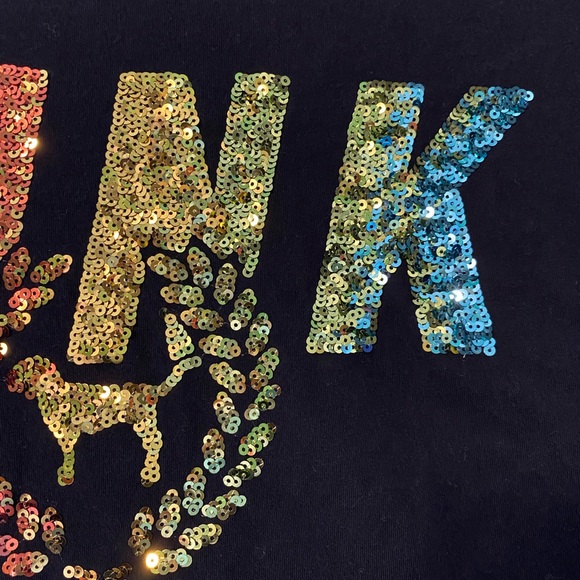 VS PINK Sequin Bling Rainbow Spellout Long Sleeve - Picture 6 of 8